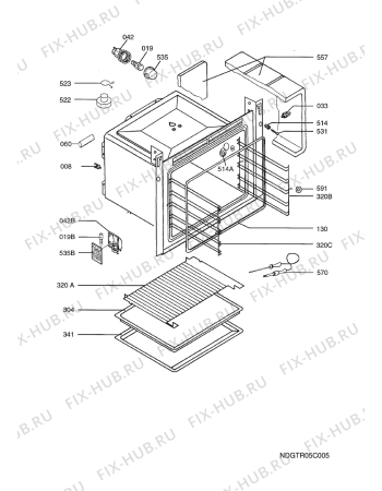 Взрыв-схема плиты (духовки) Aeg Electrolux B8871-4-A UK R07 - Схема узла Oven